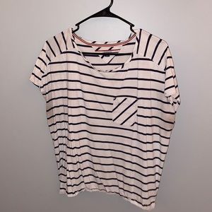 Tommy Hilfiger white and navy striped t-shirt